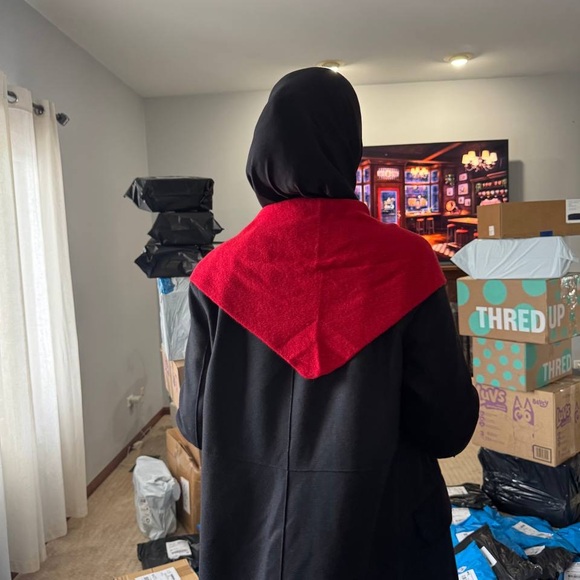 Red wool triangle scarf balaclava - Picture 4 of 4